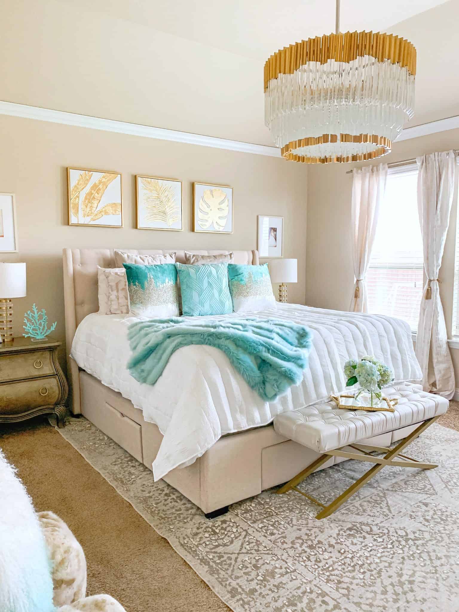 Coastal Glam Bedroom Ideas featured by top US lifestyle blog, Glamorous Versatility