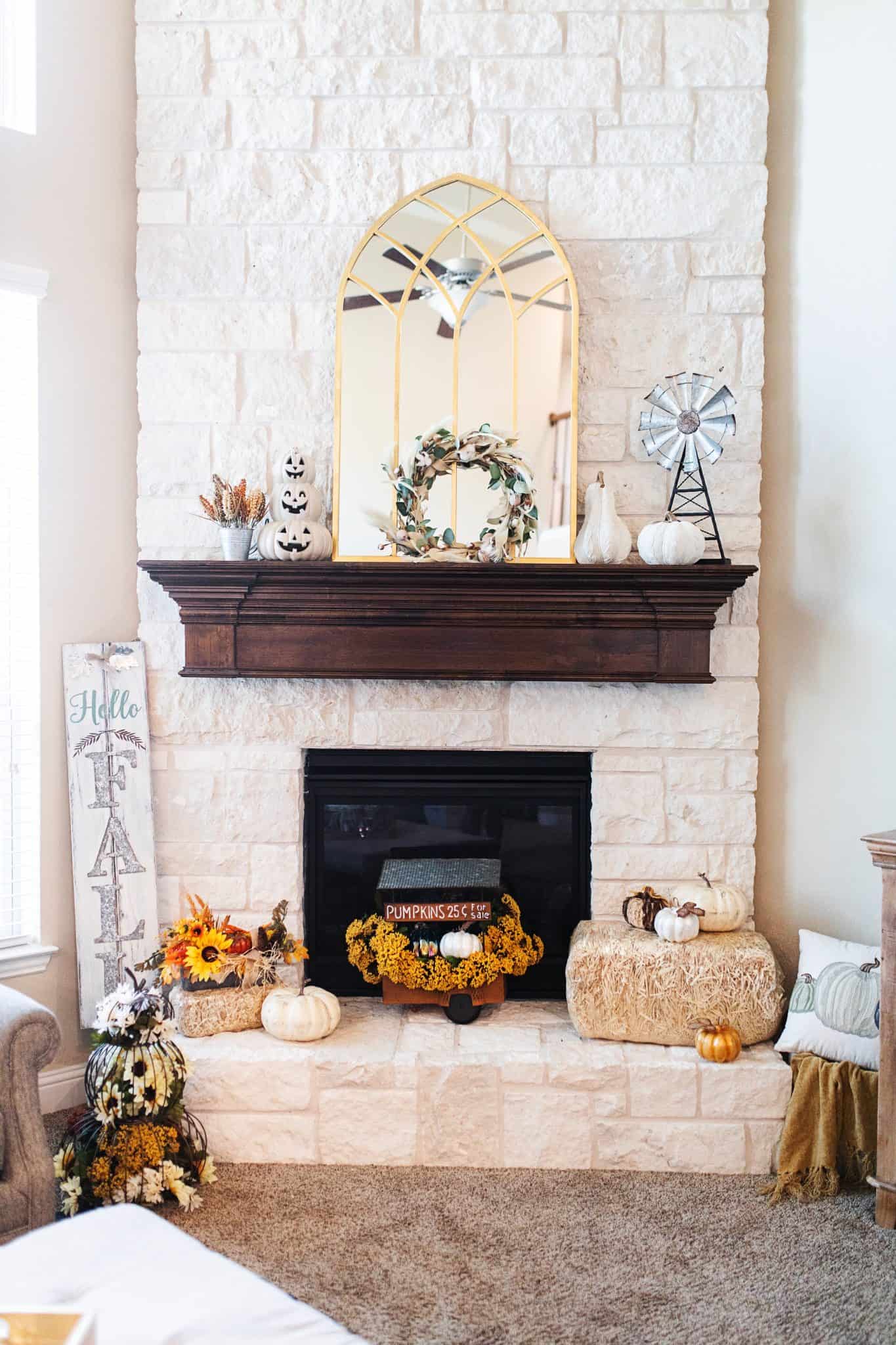 Fall Mantel Decor featured by top US life and style blog, Glamorous Versatility