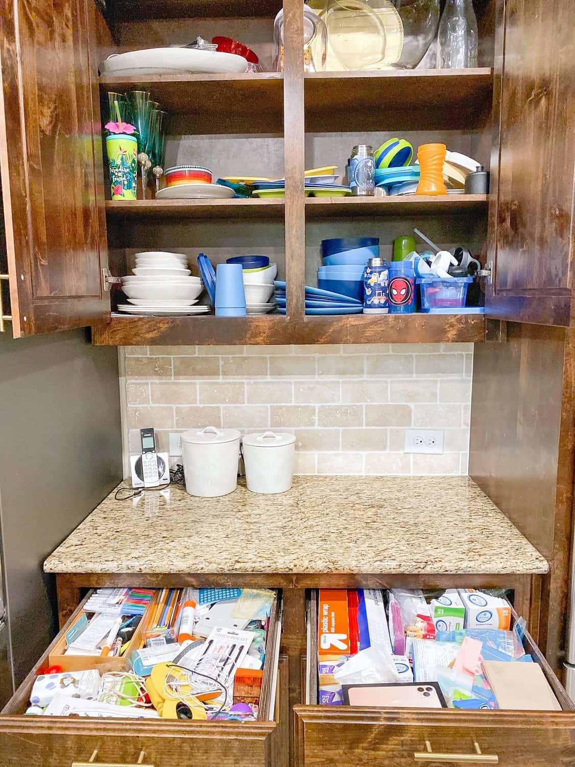 How To Organize Your Kitchen for Under $50 with the Container Store featured by top US life and style blog, Glamorous Versatility: before