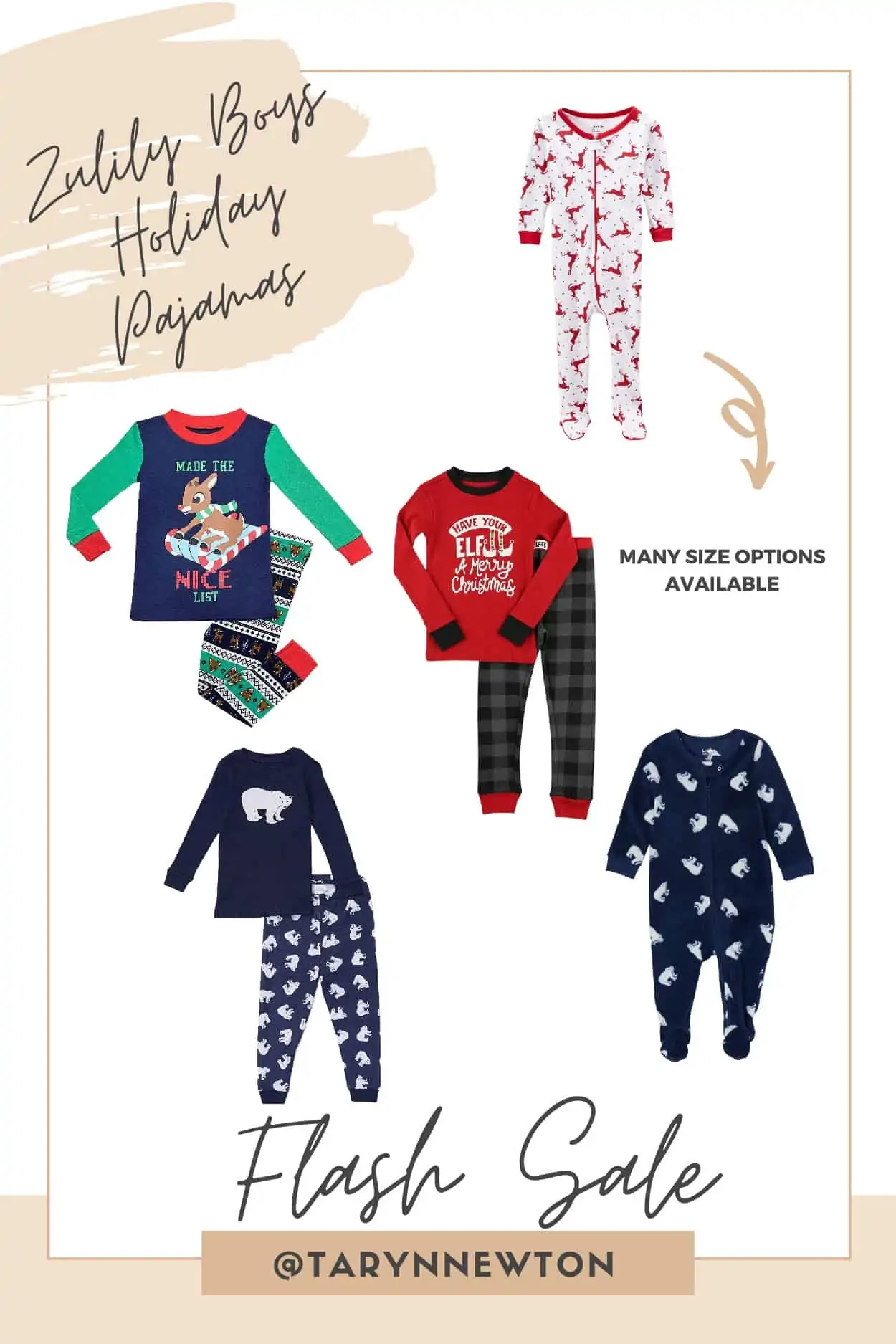 Christmas Gift Guide by poplar Dallas life and style blog, Glamorous Versatility: collage image of kids holiday pajamas. 